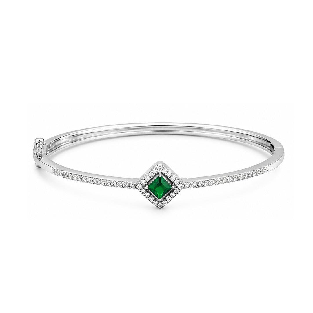 Rhodium Plated Cubic Zirconia Halo Style Bracelet