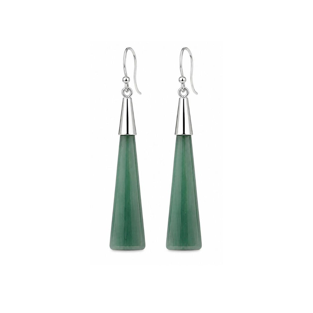 Rhodium Plated Turquoise Stone Dangle Earrings