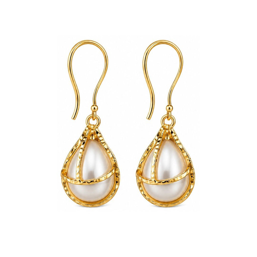 Gold Plated Pearl Drop Earrings