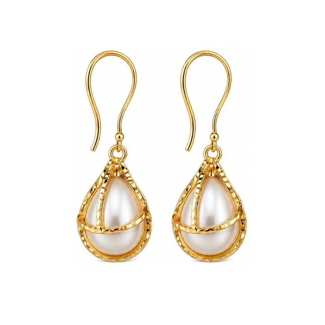 Gold Plated Pearl Drop Earrings