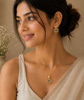 Gold Plated Cubic Zirconia Double Circle Pendant Set
