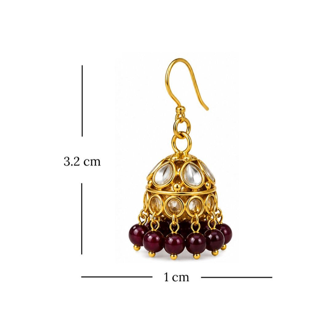 Gold Plated Kundan Pearl Jhumki Earrings