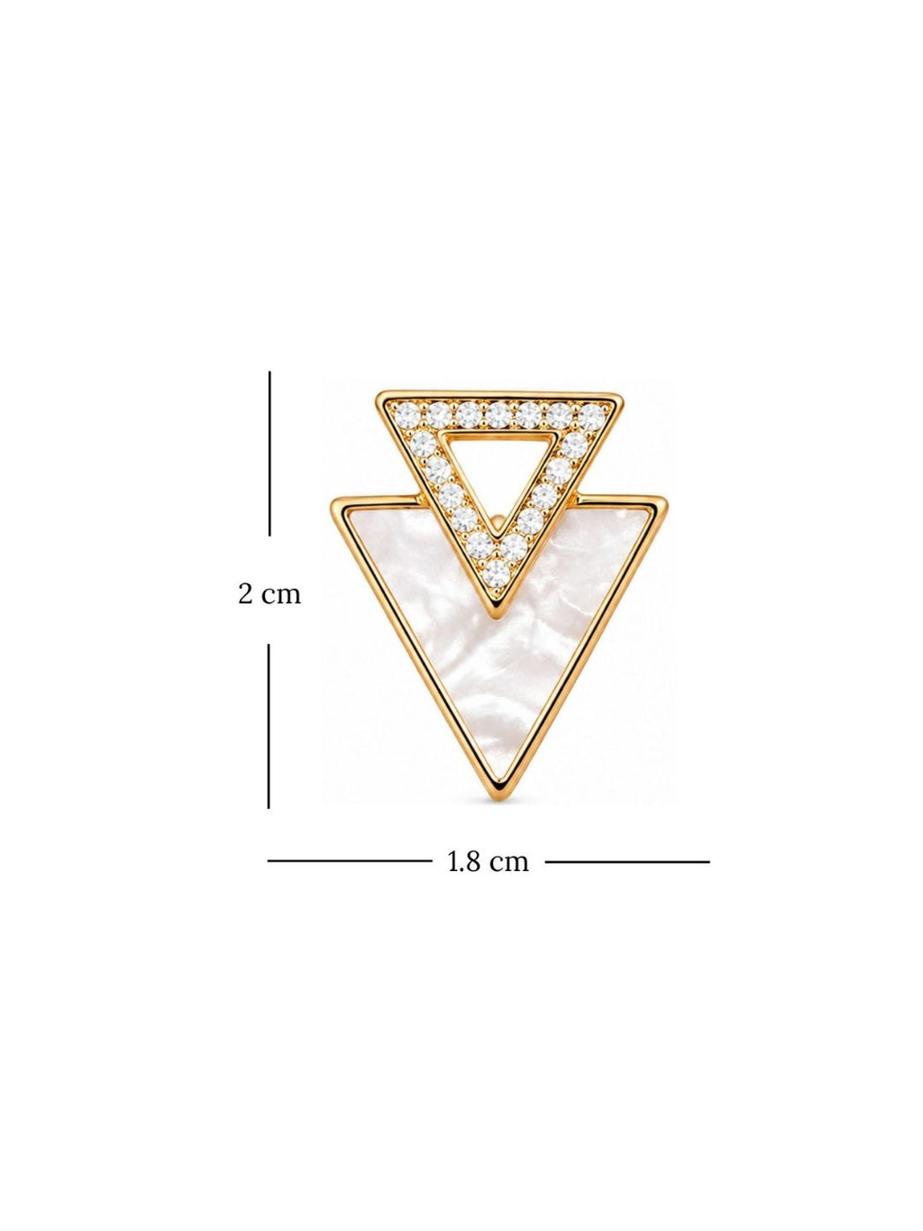 Gold Plated Triangle Shape Cubic Zirconia Stud Earrings