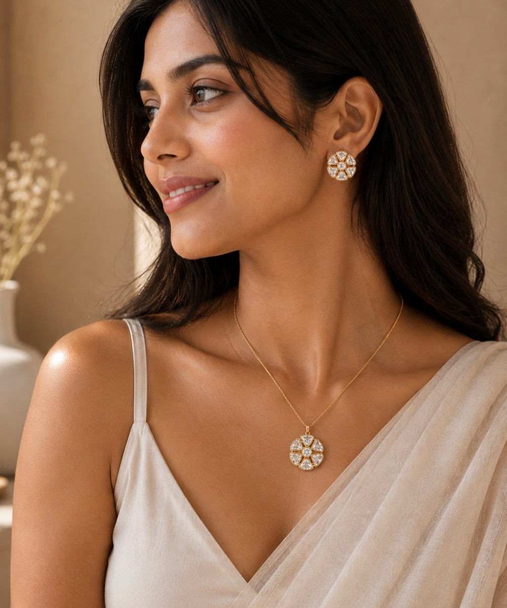 Rose Gold Plated Cubic Zirconia Pendant Set