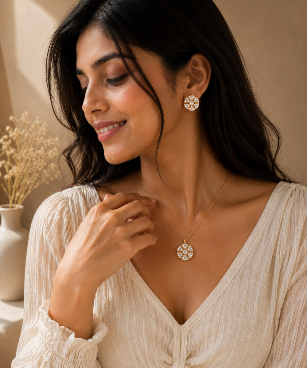 Rose Gold Plated Cubic Zirconia Pendant Set