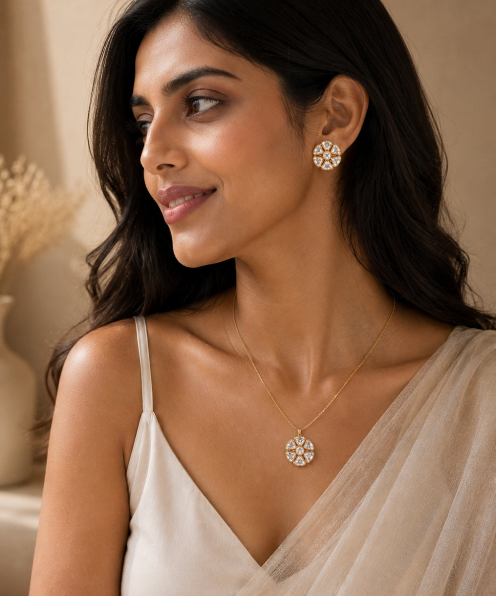 Rose Gold Plated Cubic Zirconia Pendant Set
