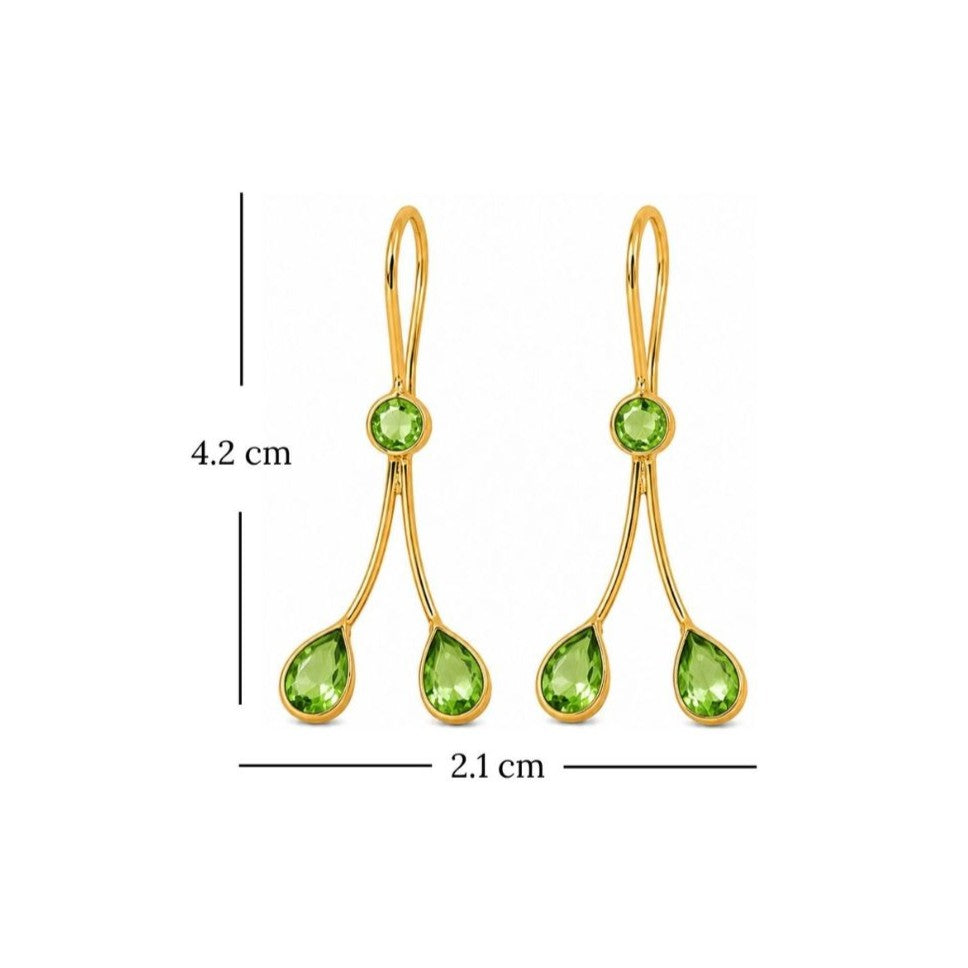 Gold Plated Light Green Cubic Zirconia Drop Earrings