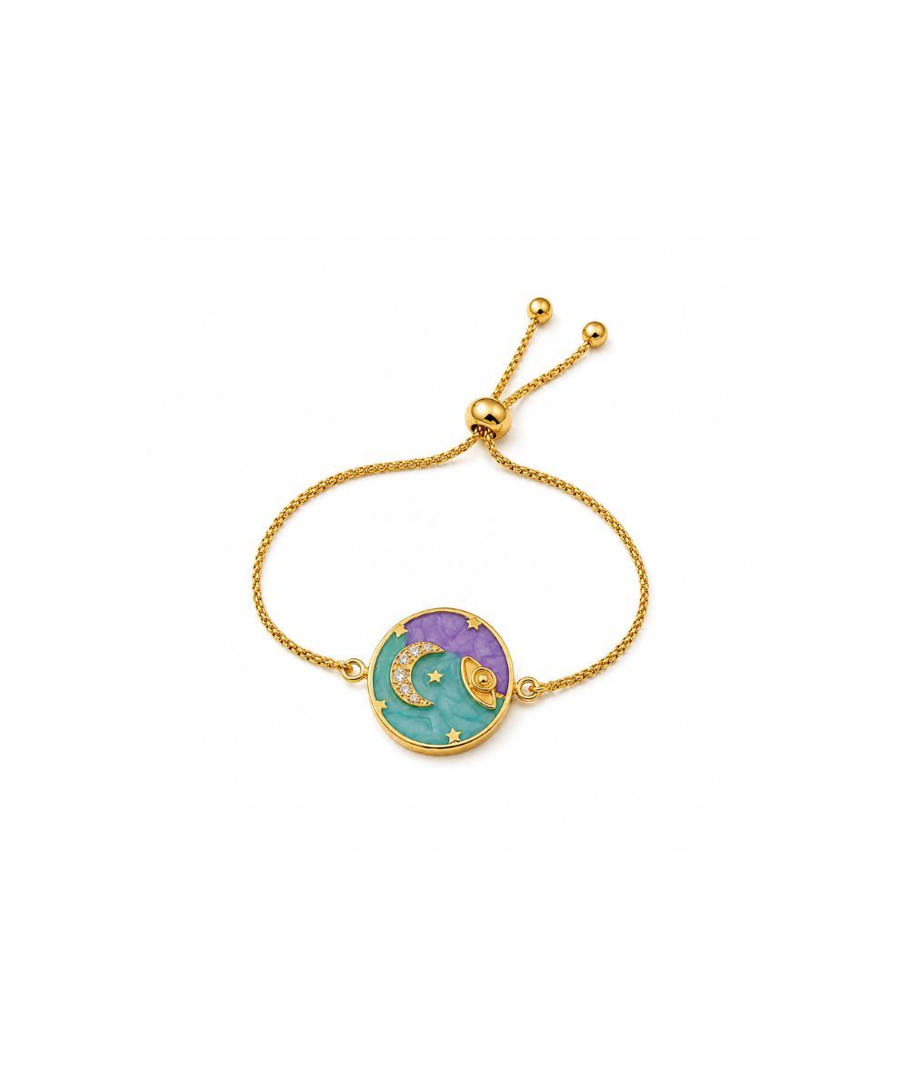 Gold-Plated Half-Moon Adjustable Bracelet