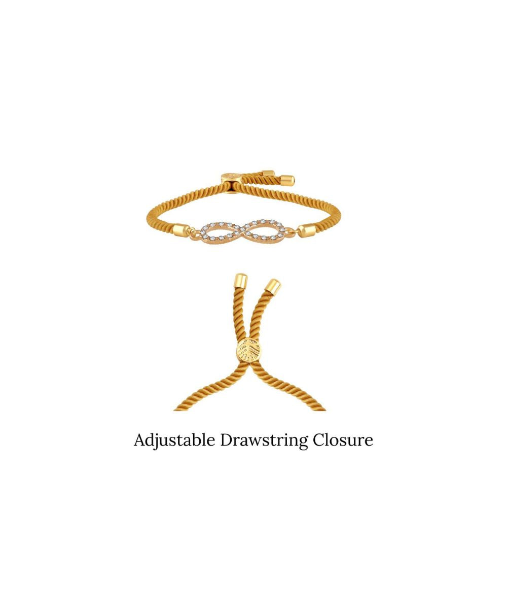Bdiva 18k Gold-Plated Adjustable Infinity Bracelet with Cubic Zirconia