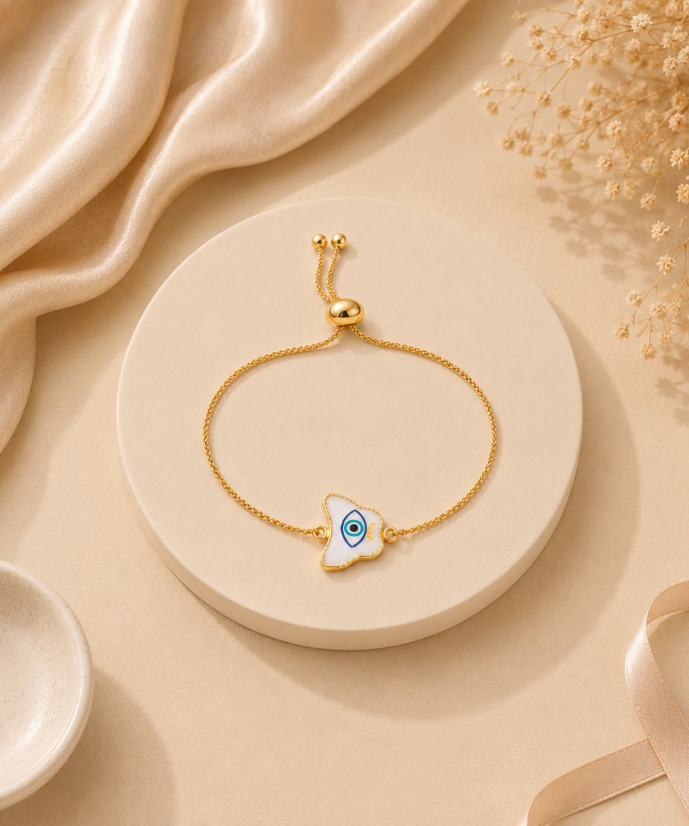 Butterfly Evil Eye Gold-Plated Bracelet