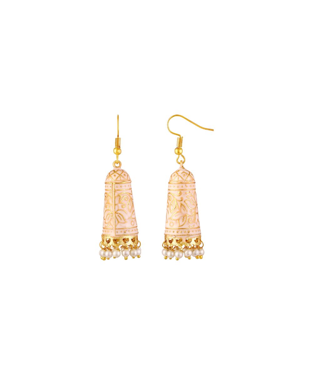 Gold Plated Enamel Jhumki Earrings