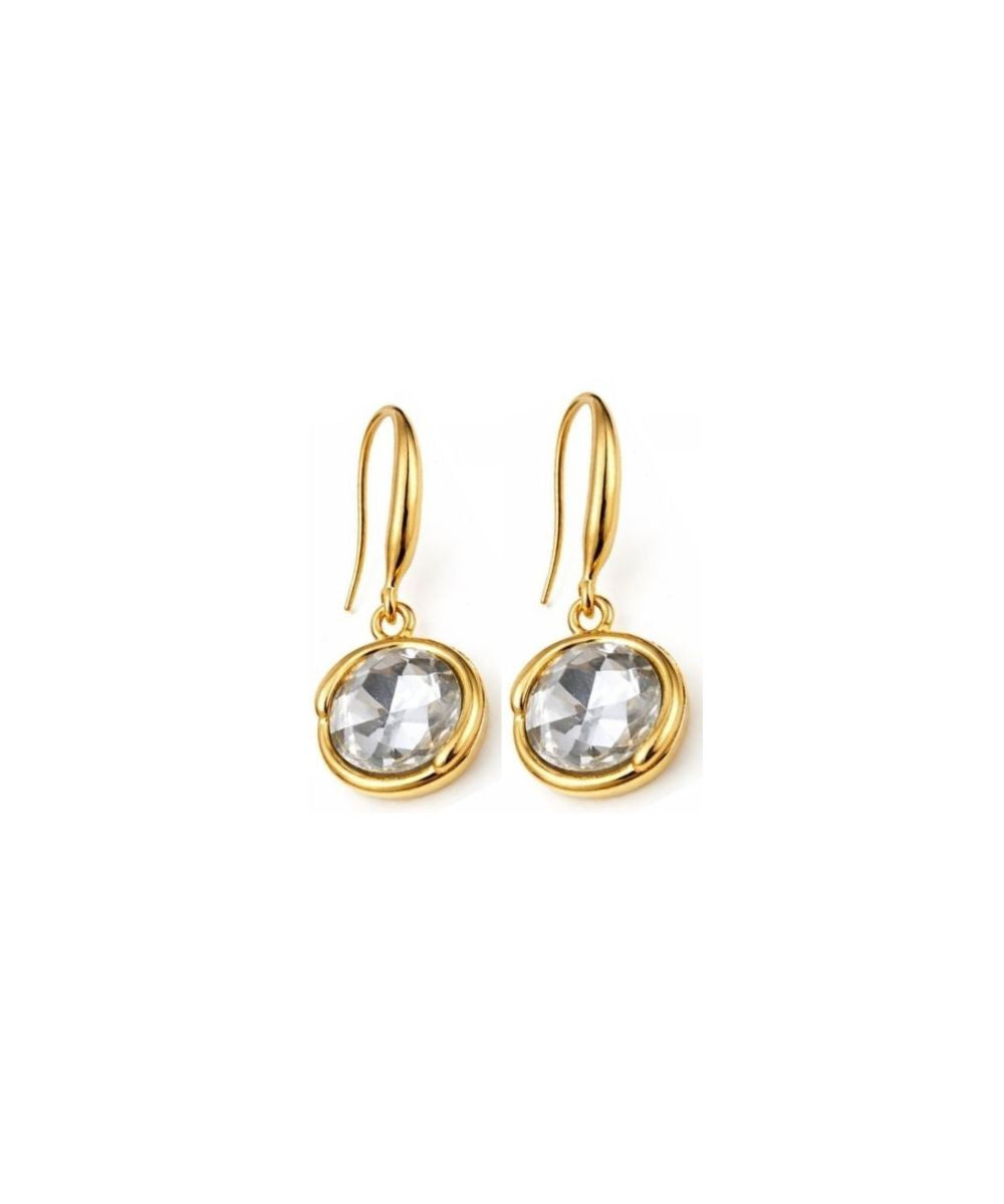 Gold Plated Classic Round Cubic Zirconia Drop Earrings