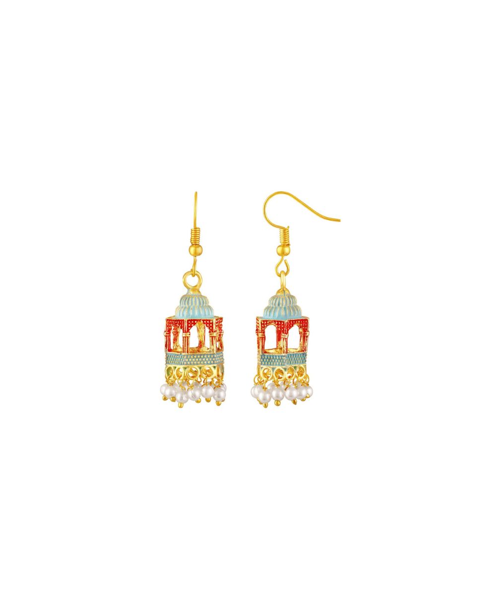 Gold Plated Jarokha Jhumki Earrings