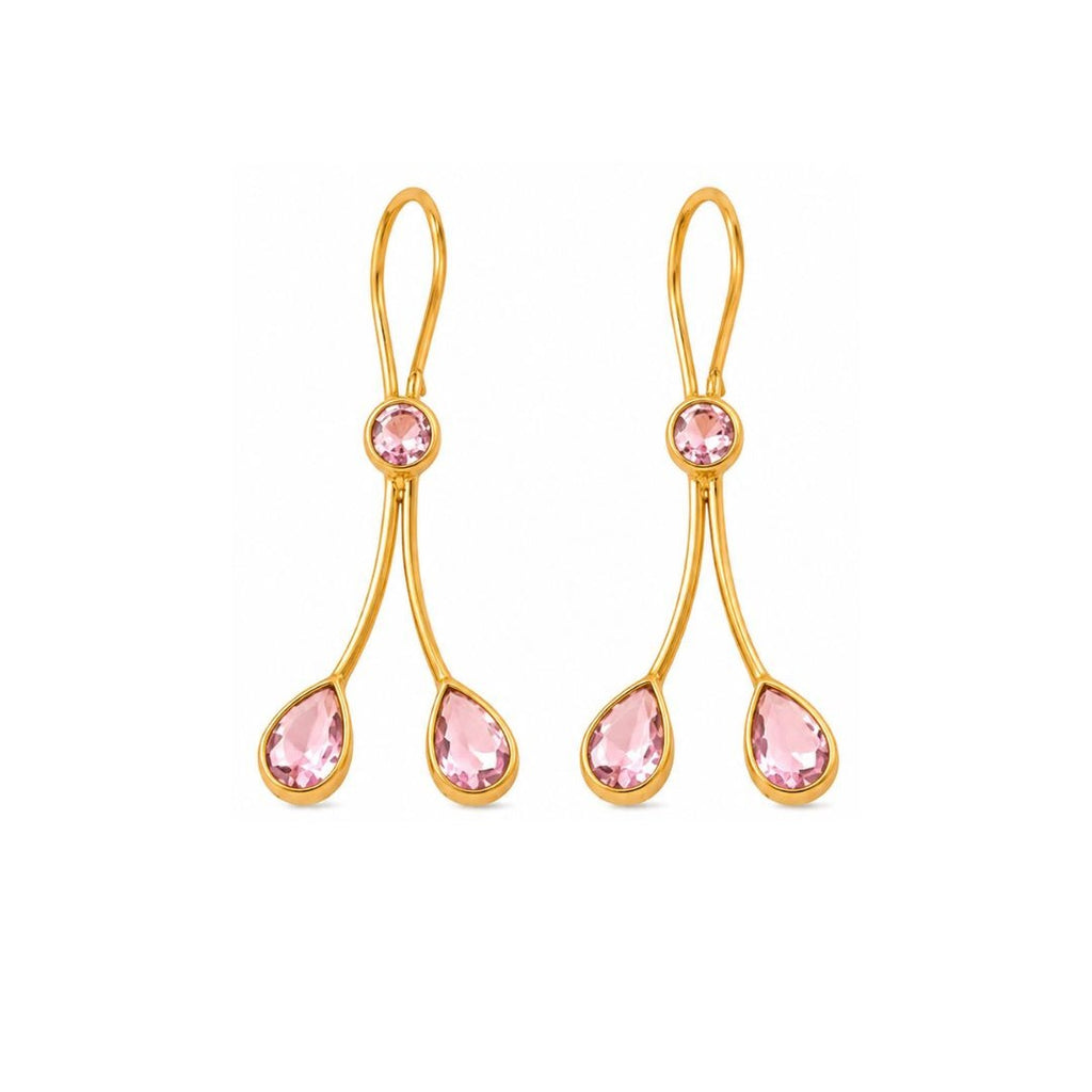 Gold Plated Light Pink Cubic Zirconia Drop Earrings