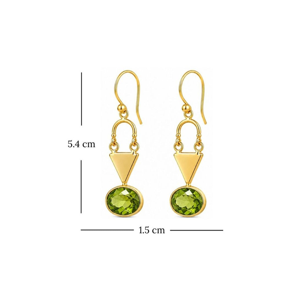 Gold Plated Green Cubic Ziconia Drop Earrings