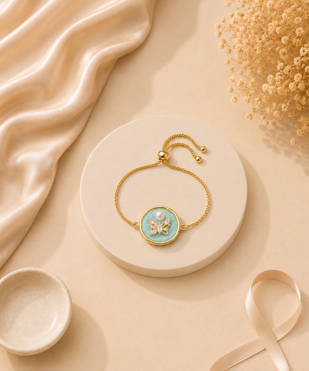 Butterfly Pearl Gold-Plated Bracelet