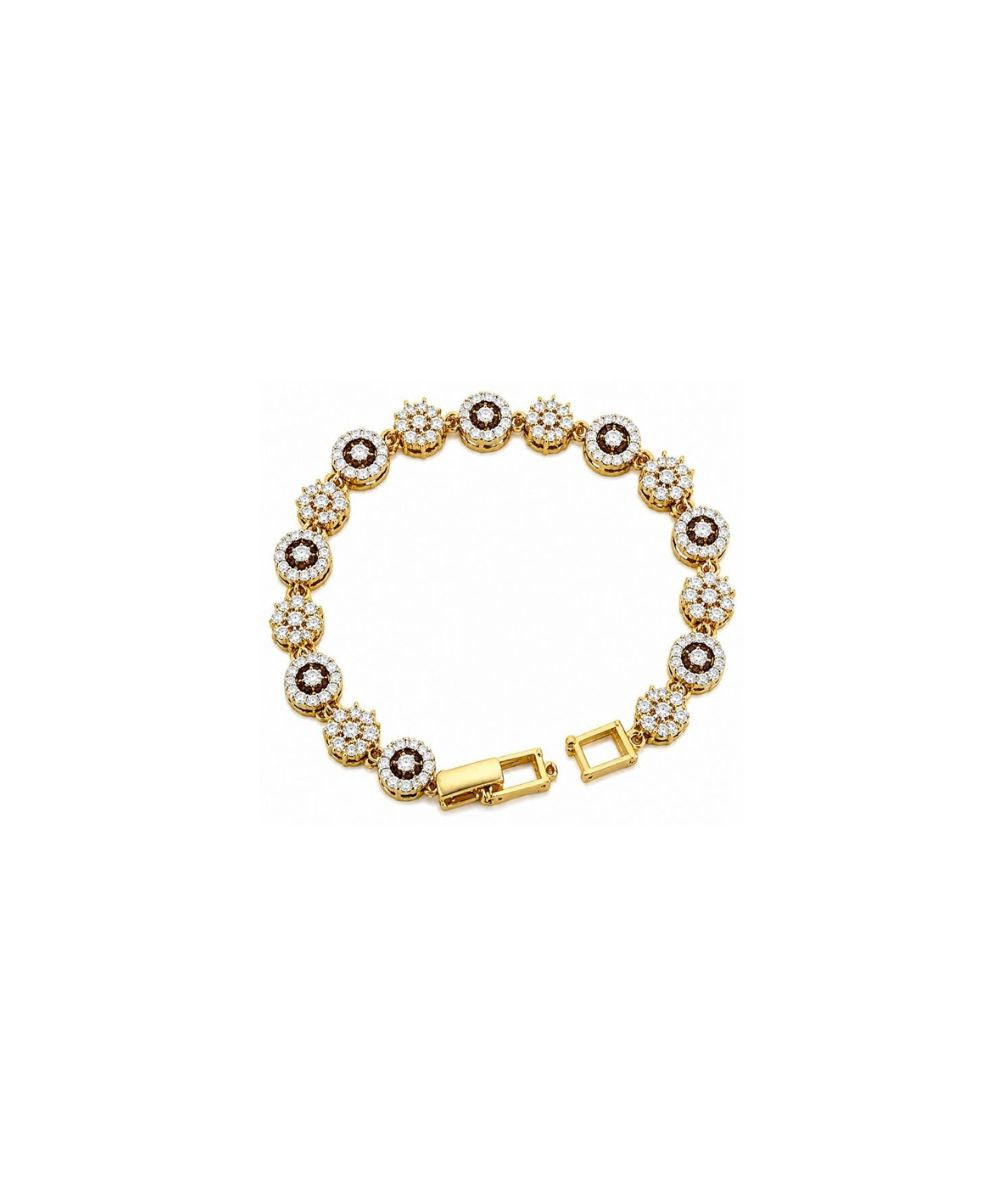 Gold Plated Cubic Zirconia Floral Tennis Bracelet