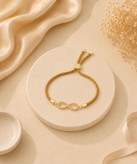 Bdiva 18k Gold-Plated Adjustable Infinity Bracelet with Cubic Zirconia