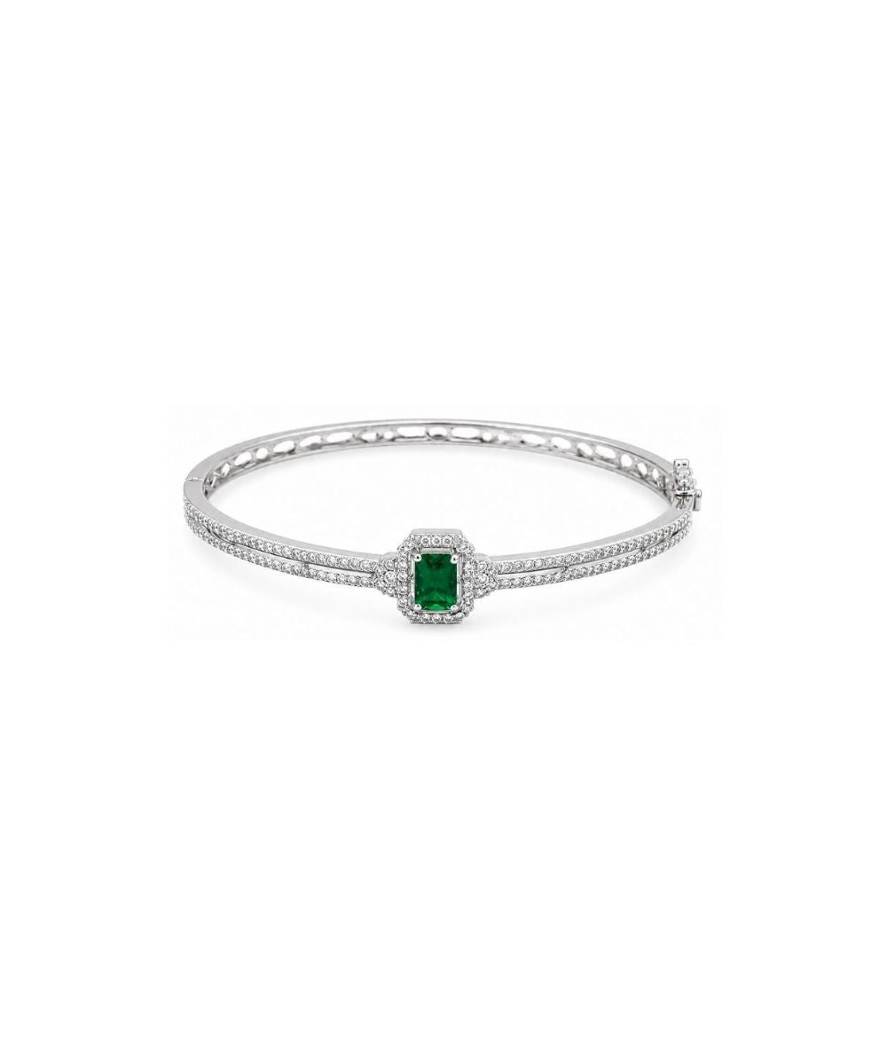Rhodium Plated Cubic Zirconia Halo Style Bracelet