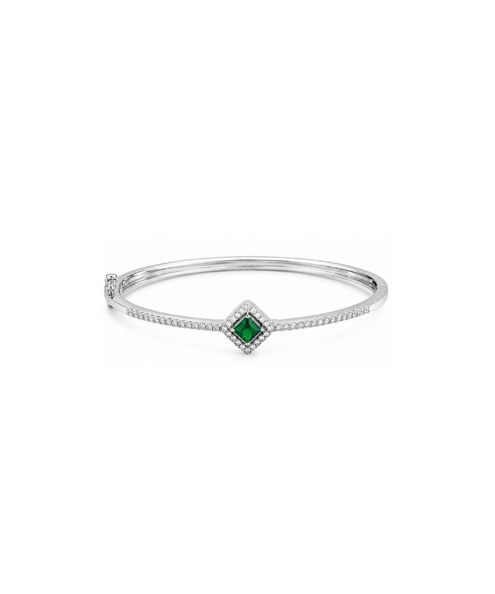 Rhodium Plated Cubic Zirconia Halo Style Bracelet