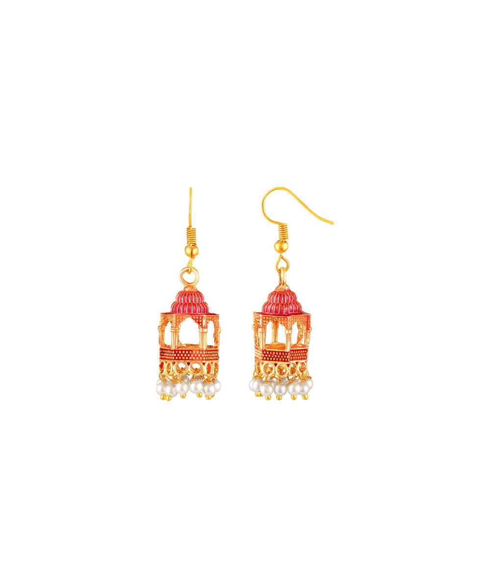 Gold Plated Jarokha Jhumki Earrings