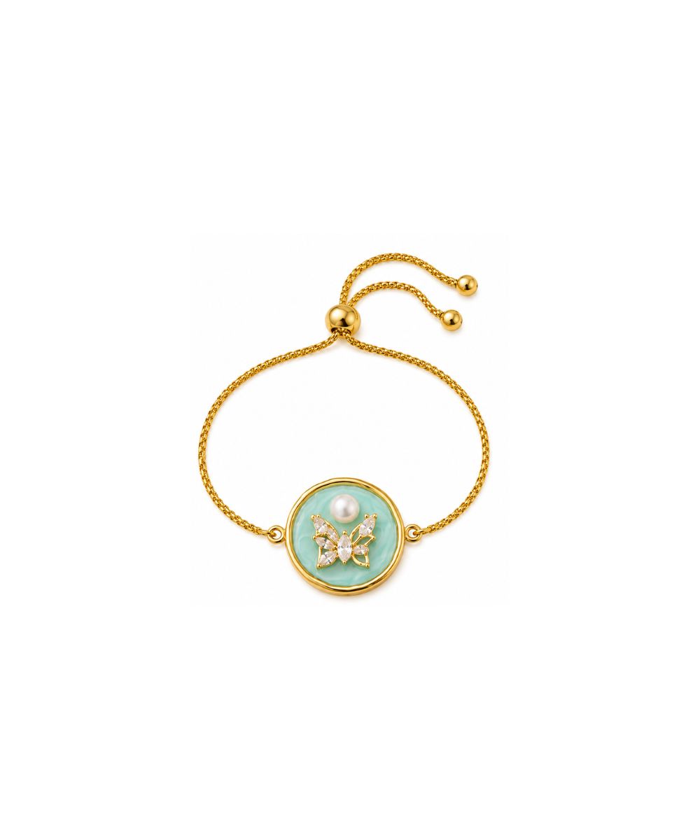 Butterfly Pearl Gold-Plated Bracelet