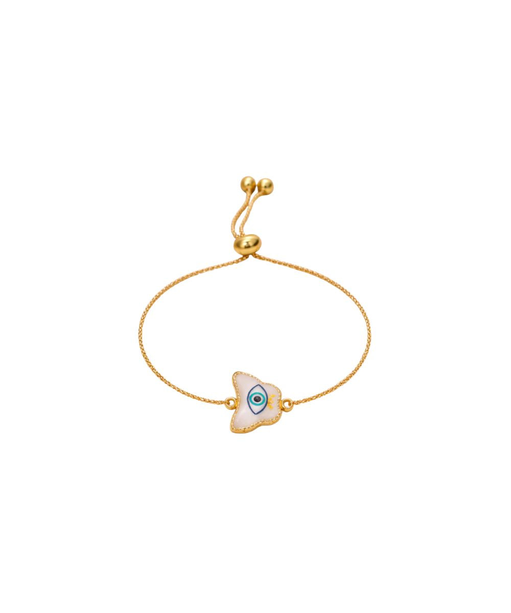 Butterfly Evil Eye Gold-Plated Bracelet