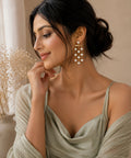 Gold Plated Pearl Drop Link Chain Earrings