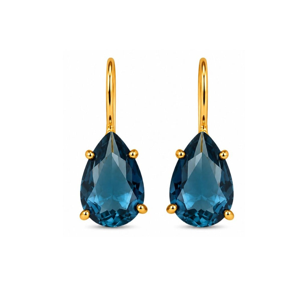 Gold Plated Pear Shape Cubic Zirconia Drop Earrings