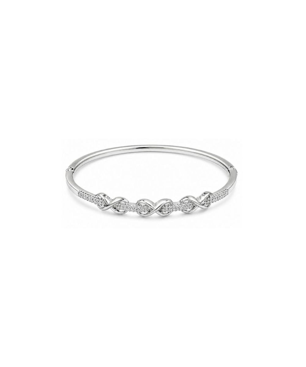 Rhodium Plated Cubic Zirconia Infinity Style Bracelet