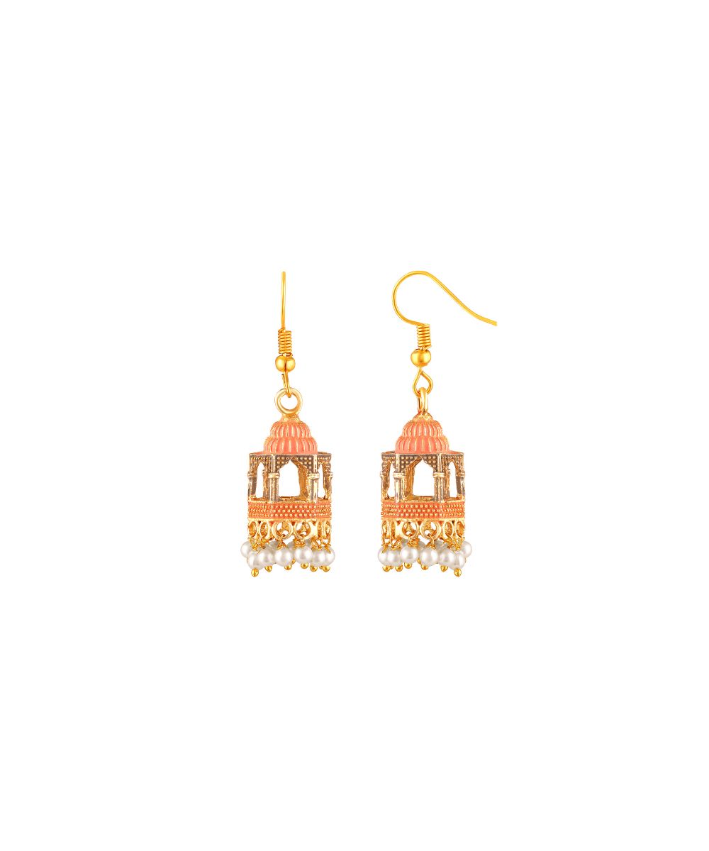 Gold Plated Jarokha Jhumki Earrings