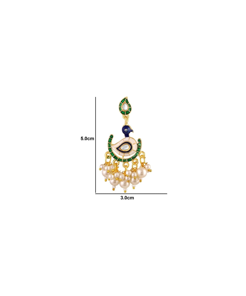 Gold Plated Peacock Style Drop Earrings