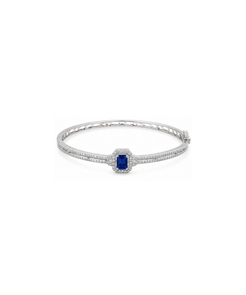 Rhodium Plated Cubic Zirconia Halo Style Bracelet