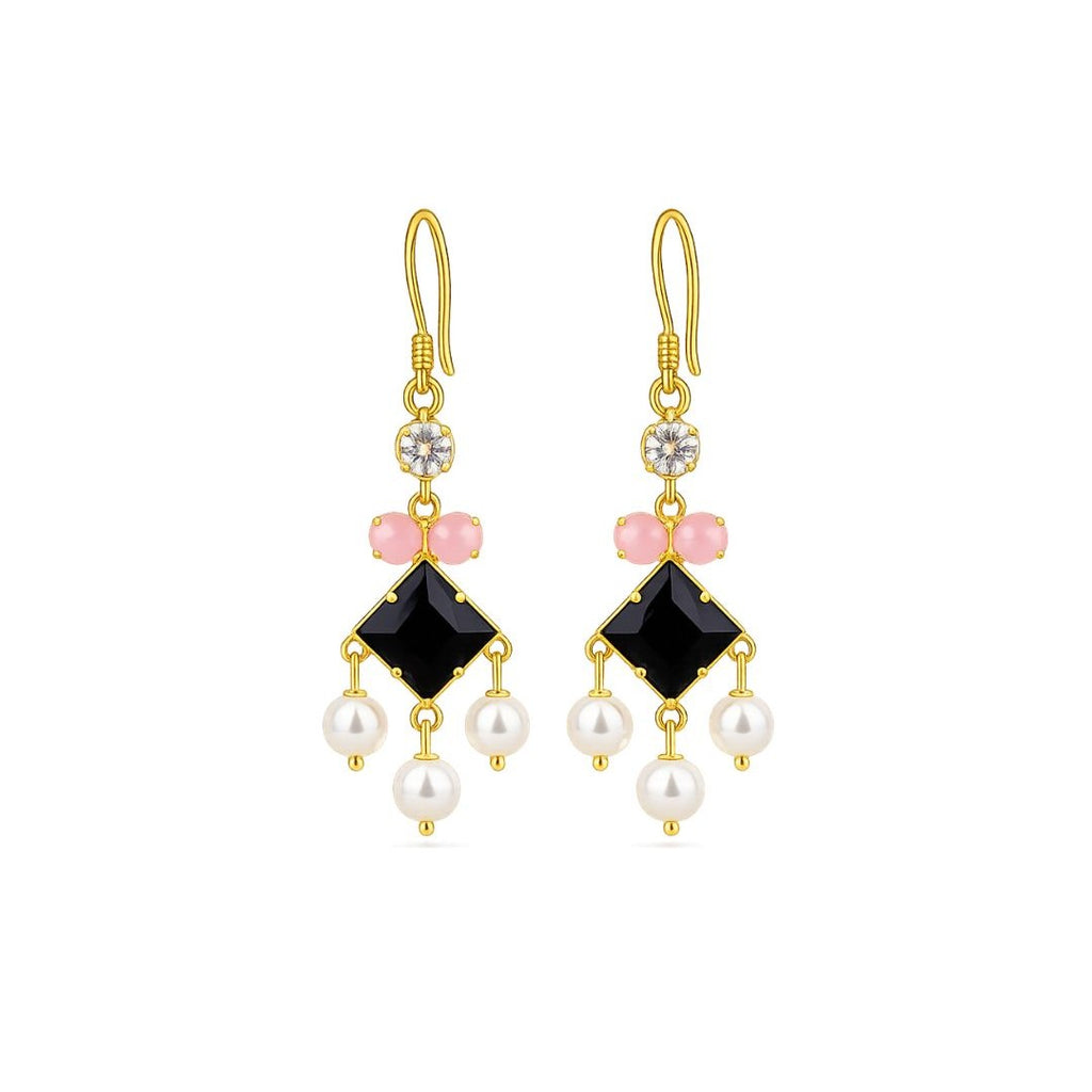 Gold Plated Cubic Zirconia Pearl Drop Earrings