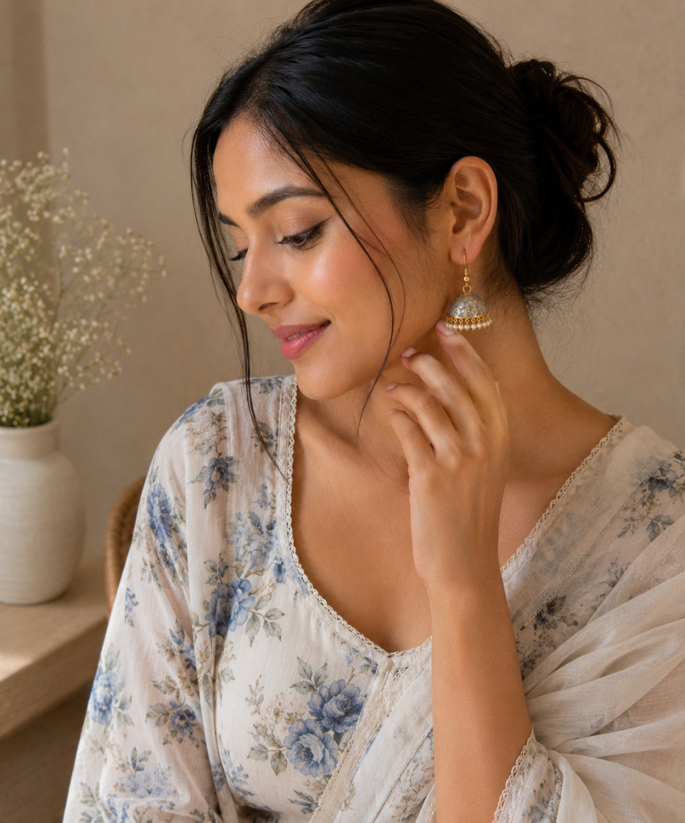 Classic Gold-Plated Pearl Drop Jhumki Earrings