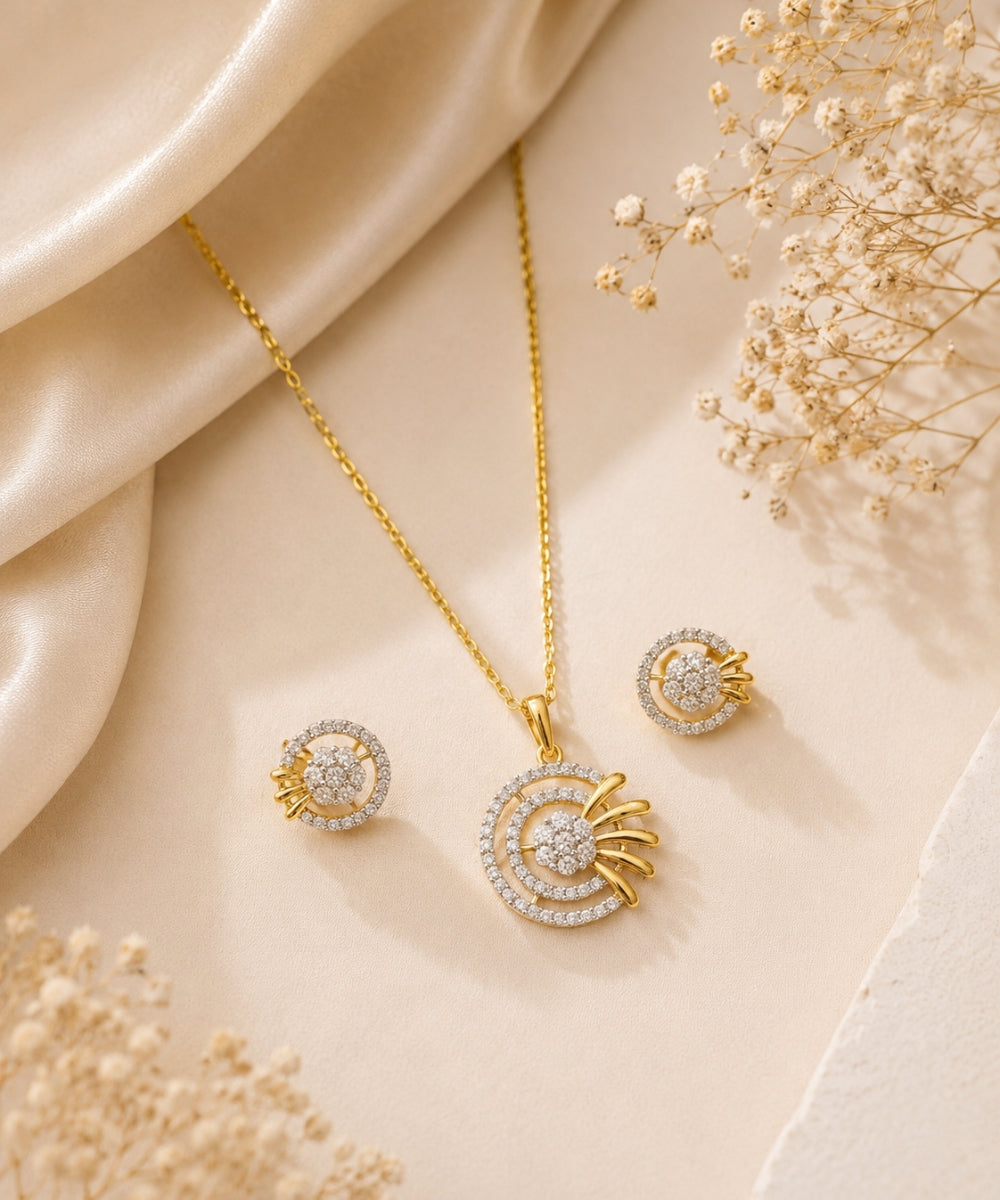 Gold Plated Cubic Zirconia Pendant Set
