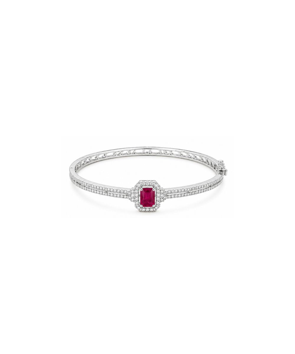 Rhodium Plated Cubic Zirconia Halo Style Bracelet