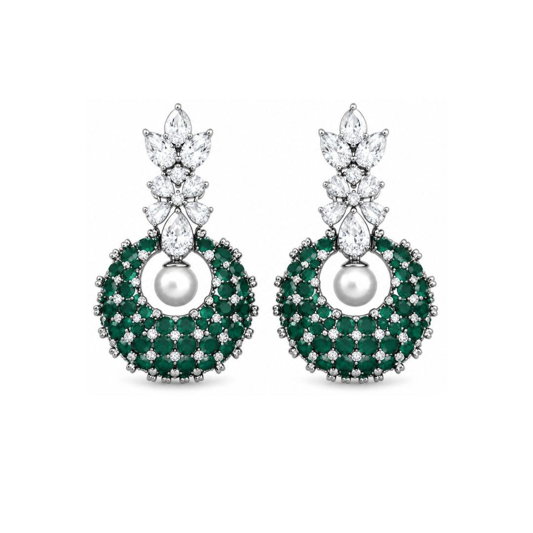 Rhodium Plated CZ Earrings