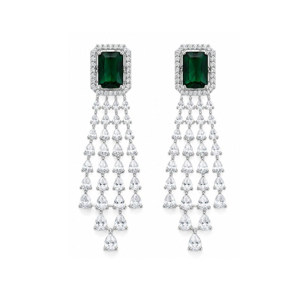 Rhodium Plated CZ Earrings