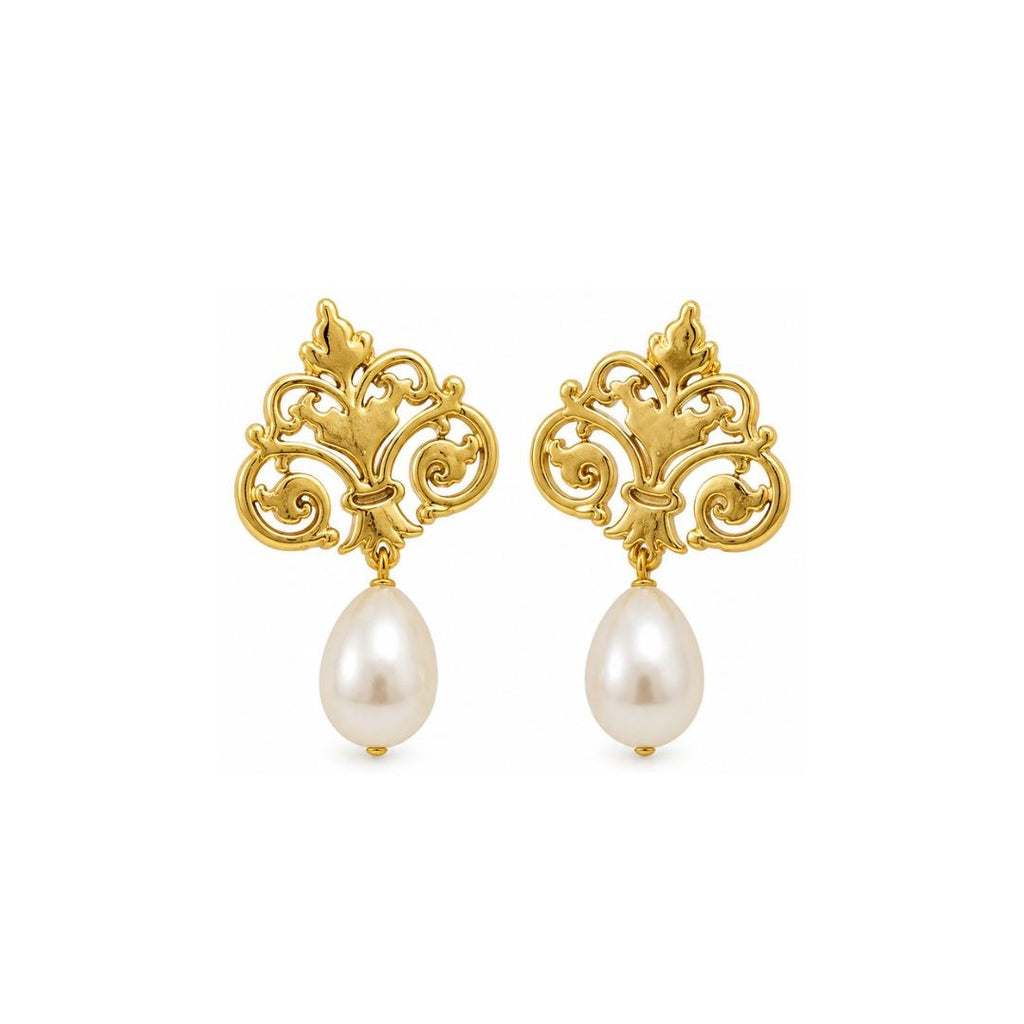 Gold Plated Pearl Drop Earrings