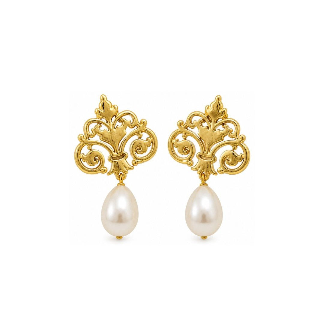 Gold Plated Pearl Drop Earrings
