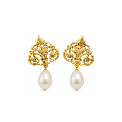 Gold Plated Pearl Drop Earrings