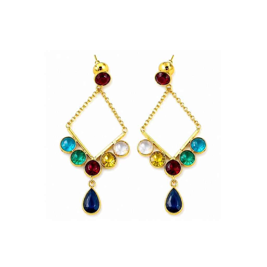 Gold Plated Cubic Zirconia Drop Earrings