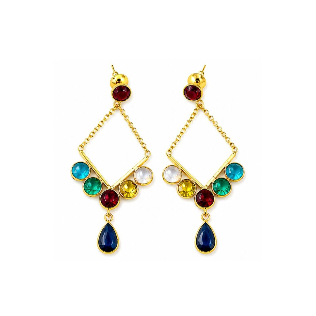 Gold Plated Cubic Zirconia Drop Earrings