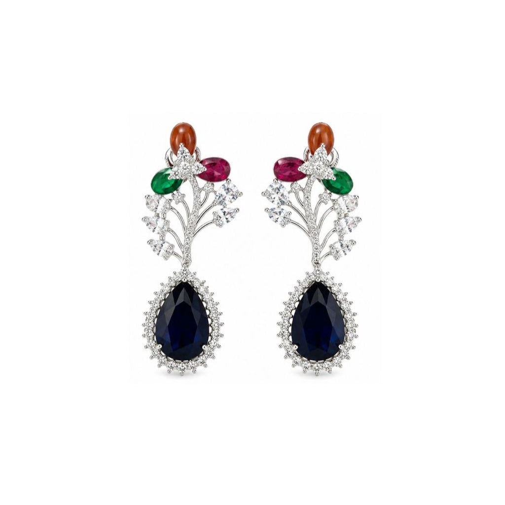 Rhodium Plated Cubic Zirconia Earrings