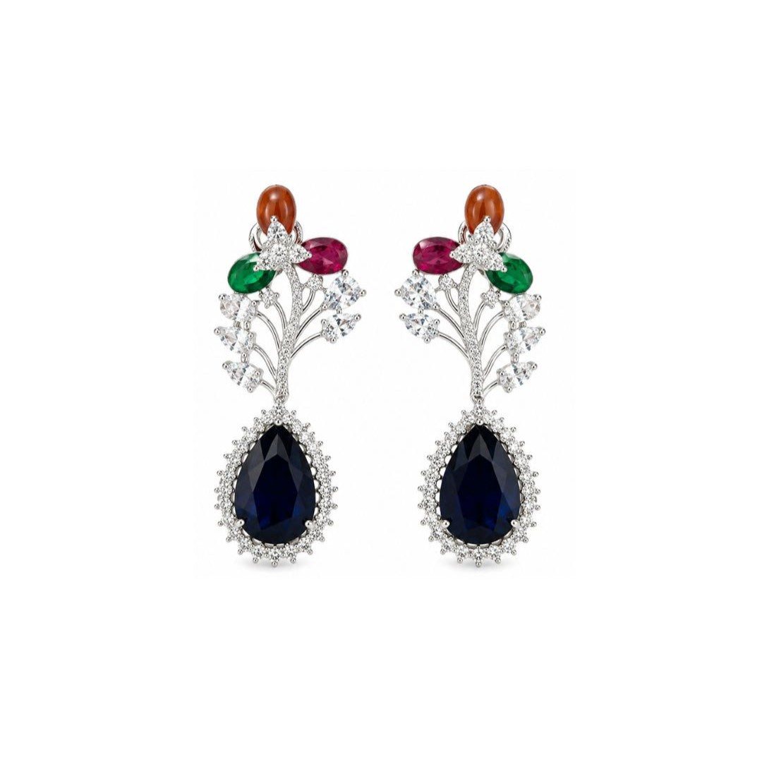 Rhodium Plated Cubic Zirconia Earrings