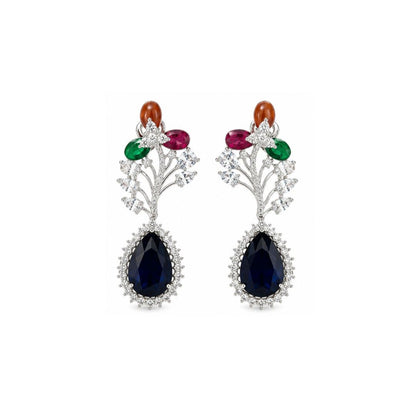 Rhodium Plated Cubic Zirconia Earrings