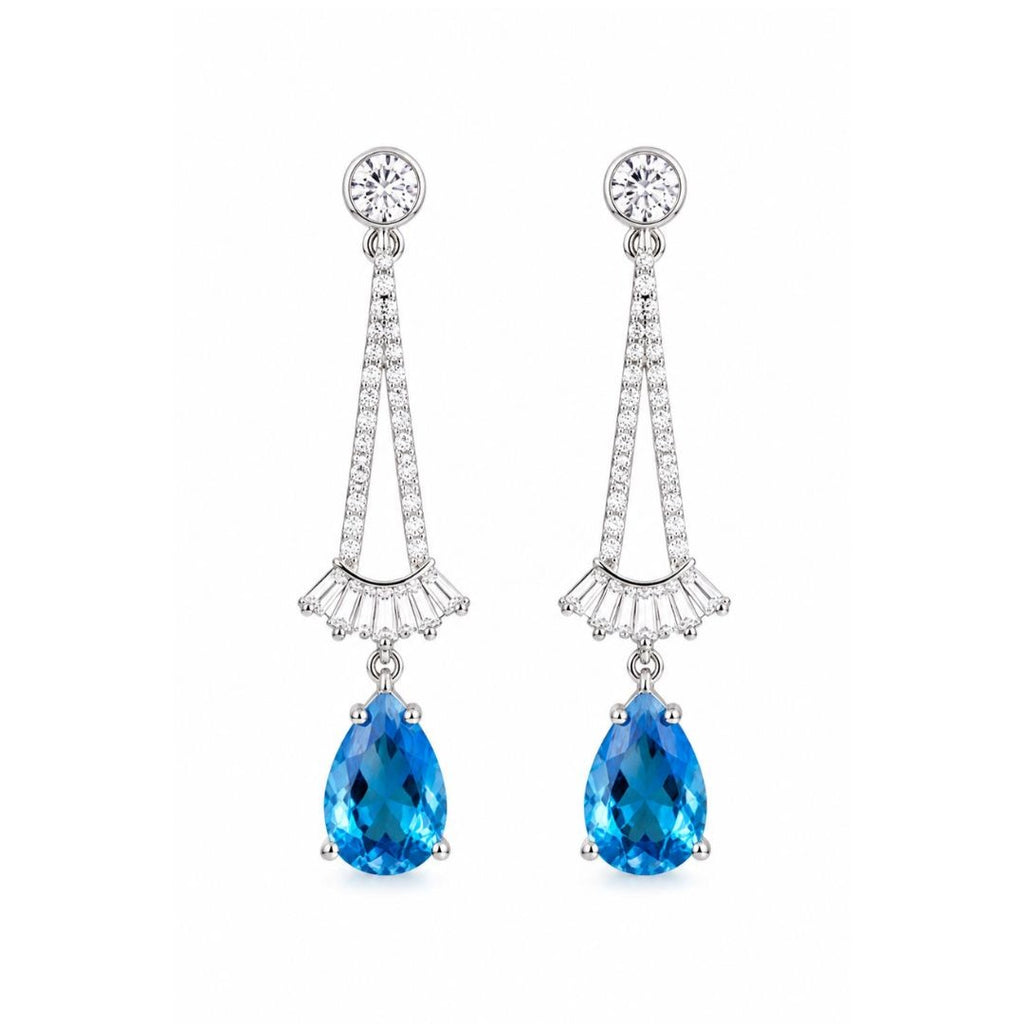 Rhodium Plated Cubic Zirconia Drop Earrings