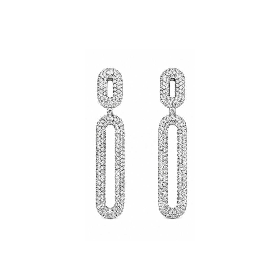 Rhodium Plated Cubic Zirconia Earrings