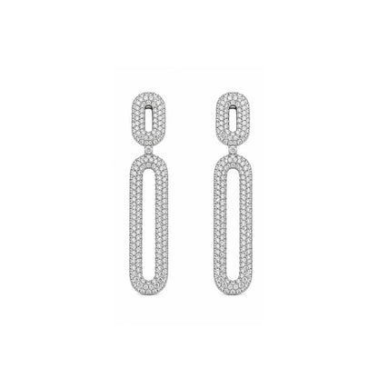 Rhodium Plated Cubic Zirconia Earrings